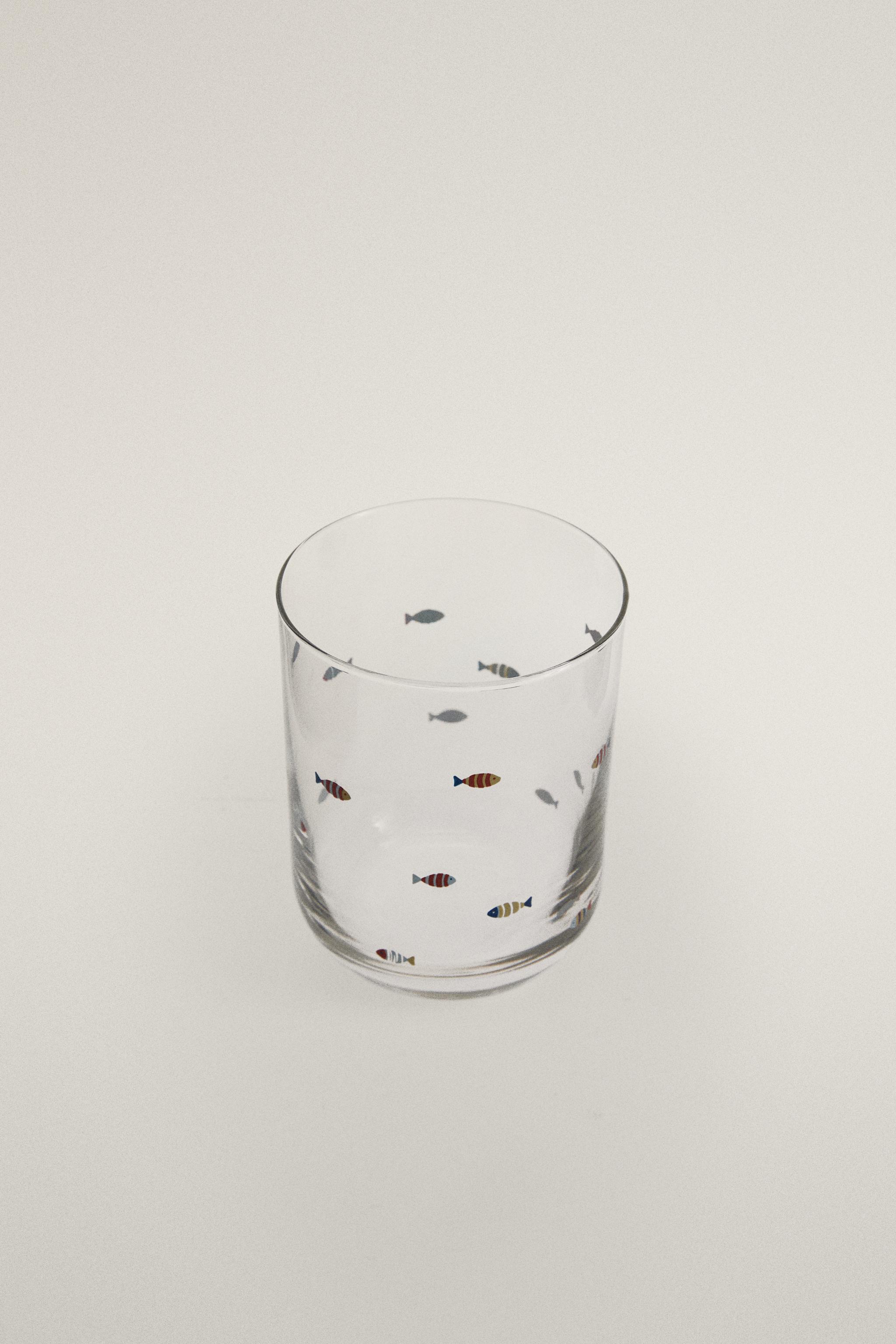 VERRE EN VERRE MOTIF POISSONS